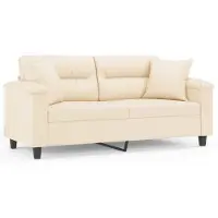 vidaXL Canapé 2 places avec oreillers beige 140 cm tissu microfibre