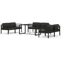 vidaXL Ensemble de salon de jardin 7 pièces avec coussins Aluminium Anthracite