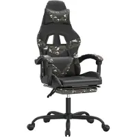 vidaXL Chaise de jeu avec repose-pieds Pivotante Noir Camouflage Similicuir