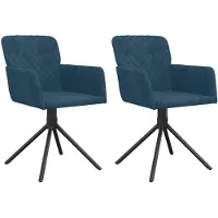 vidaXL Chaise de salle à manger 2 pcs. Pivotant Bleu Velours
