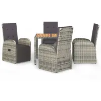 vidaXL Ensemble de jardin 5 pièces avec coussins Gris Poly rotin
