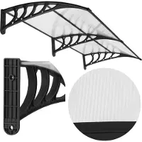 Springos Auvent pour Porte d'Entrée - - 80x200cm - Polycarbonate - Transparent - Noir