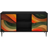 vidaXL Meuble TV BONN, 102 x 33 x 51 cm, noir, imitation chêne