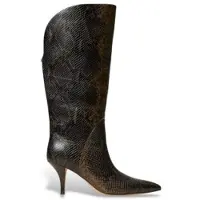 Twinset pour femme. 262TGT074 Bottes hautes en cuir avec imprimé python marron (40), 3 à 5 cm, Aucun, Casuel