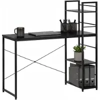 Springos Table en métal avec étagères, industriel, bureau d'ordinateur 120x48x122 cm, noir