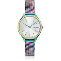 HUGO #Glossy montre en acier irisé et index en cristaux