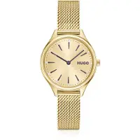 HUGO #Glossy montre en acier doré clair à finition et index en cristaux