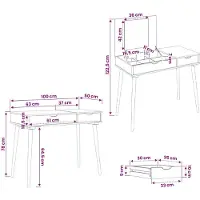 vidaXL Table de maquillage FAUSKE, blanche, 100 x 50 x 78 cm