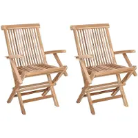 vidaXL : 2 chaises de jardin pliantes, bois massif teck, couleur naturelle