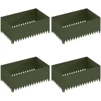 vidaXL Bordure de jardin, lot de 4, 100 x 60 x 35 cm, acier, vert olive