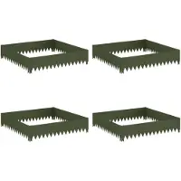 vidaXL Bordure de jardin, lot de 4, 100 x 100 x 20 cm, acier, vert olive