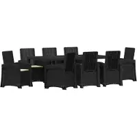 vidaXL Ensemble de jardin pour repas, 9 pièces, anthracite et crème, en polypropylène