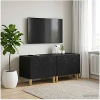 vidaXL : Meuble TV noir en panneaux de particules