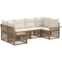 vidaXL Ensemble de canapés de jardin , 6 pièces, couleur beige, en résine tressée