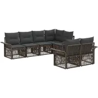 vidaXL Ensemble de canapés de jardin , 7 pièces, gris, en résine tressée