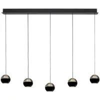 Steinhauer Lampe pendante de table à manger à 5 lumières Belluno LED - Noir avec verre
