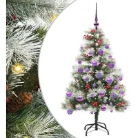 vidaXL Sapin de Noël artificiel Vert et blanc 120 cm