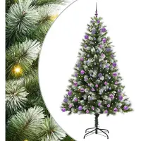 vidaXL Sapin de Noël artificiel à charnière avec neige en flocons