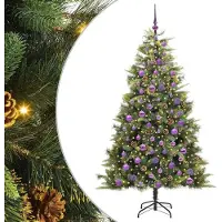 vidaXL Sapin de Noël artificiel avec branches pliables et cônes 180 cm