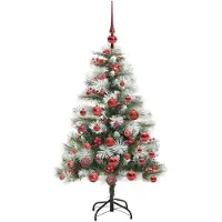 vidaXL Sapin de Noël artificiel Vert et blanc 120 cm