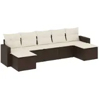 vidaXL Ensemble de salon de jardin 7 pièces avec coussins Marron Poly rotin