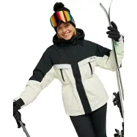 Roxy - Veste de ski imperméable - 15K Glacial Grace Jacket True Black - Taille M - Beige
