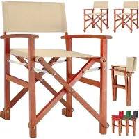 Casaria Chaise de régie Crème Lot de 2 en bois d'eucalyptus certifié FSC Pliable Chaise de jardin jusqu'à 160 kg