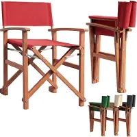 Casaria Chaise de jardin pliante en eucalyptus rouge certifiée FSC jusqu'à 160 kg