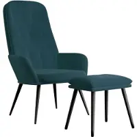 vidaXL Fauteuil relax avec pouf Bleu velours