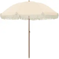 vidaXL Parasol de plage, 205 x 205 x 210 cm, polyester et acier, forme ronde