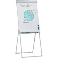 Franken Flipchart PRO Deluxe Standard FC84, quadripode, réglable en hauteur, magnétique, 2 bras latéraux, bac de rangement, tableau 670 x 950 mm