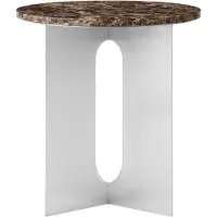 Audo Copenhagen Androgyne Table d'Appoint Brushed Steel | Emperador | Ø42 cm