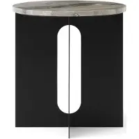 Audo Copenhagen Androgyne Table d'Appoint Black Steel | Grey Galaxy | Ø42 cm