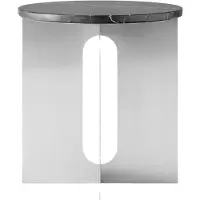 Audo Copenhagen Androgyne Table d'Appoint Brushed Steel | Nero Marquina | Ø42 cm