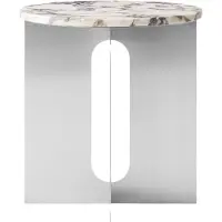 Audo Copenhagen Androgyne Table d'Appoint Brushed Steel | Calacatta Viola | Ø42 cm