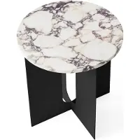 Audo Copenhagen Androgyne Table d'Appoint Black Steel | Calacatta Viola | Ø42 cm