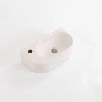 Qeramiq Pure Lavabo pour WC - 40x22x12 cm - lisse - demi-rond - trou de robinet a gauche - ceramique - lin 8716L-linnen