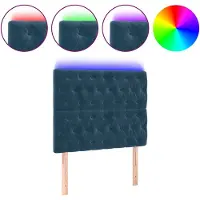 vidaXL Tête de lit LED bleu foncé 90x7x118/128 cm velours