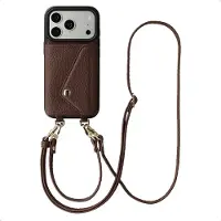 Selencia Coque de télephone Sera avec cordon et porte-cartes enveloppe pour Apple iPhone 17 Pro Max - Chocolate Brown