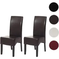 Generique Lot de 2 chaises Latina, salle à manger, cuir reconstitué marron, pieds foncés