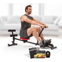 MediaShop Kendox RowShaper - Rameur d'intérieur - Appareil de fitness pour l'entraînement cardio et de musculation - Rameur de fitness avec écran LCD pour l'entraînement à domicile - Capacité de charge maximale