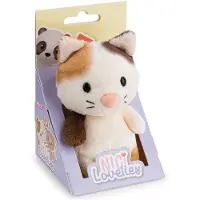 Nici Peluche en forme de chat, présentée dans une boîte cadeau