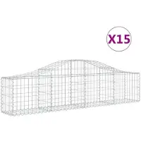 vidaXL Gabions 15 pcs voûtés 200x30x40/60 cm fer galvanisé