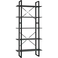vidaXL Bibliothèque à 5 niveaux Gris 80x30x175 cm Bois d'ingénierie