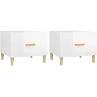 vidaXL Tables basses 2 pcs. Blanc brillant 50x50x40 cm Bois composite