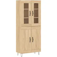vidaXL Highboard chêne Sonoma 69,5x34x180 cm Matériau dérivé du bois
