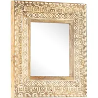 vidaXL Miroir sculpté à la main 50x50x2,6 cm Bois de manguier solide
