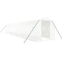 vidaXL Abri de jardin avec structure en acier 28 m² 14x2x2 m blanc