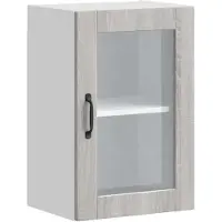 vidaXL Armoire de cuisine suspendue avec porte en verre Porto Grau Sonoma