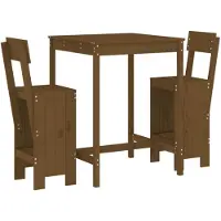 vidaXL Ensemble bar de jardin 3 pièces pin massif brun miel